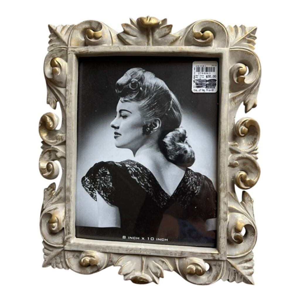 8 x 10 Frame Elaborate Vintage Style Distress Gold Leaf Ornate Floral Design NWT